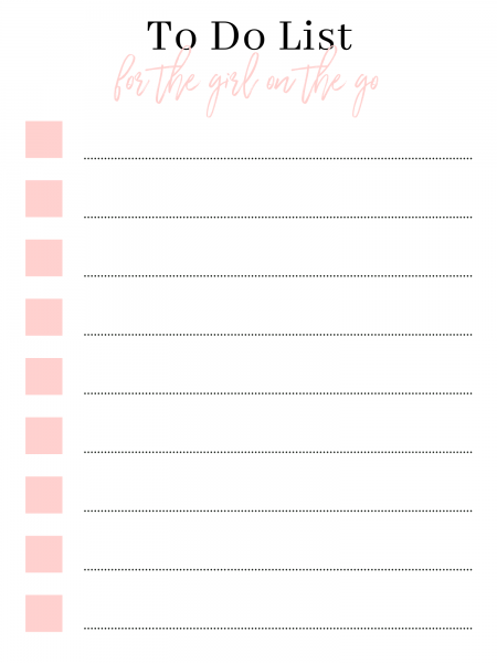 To-Do List For The Girl On The Go Template