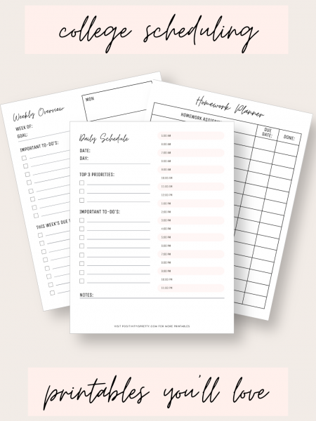 college scheduling printables